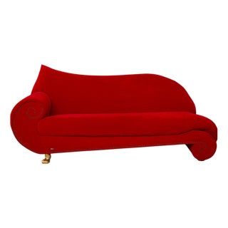 Gaudi 3-Seater Chaise Longue Sofa in Red Fabric from Bretz For Sale