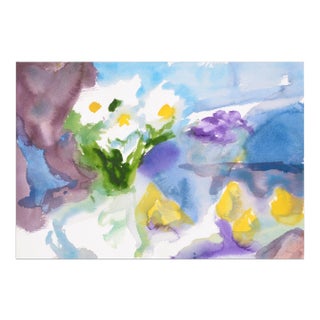 Abstract White and Yellow Flowers - Still Life by Les Anderson For Sale