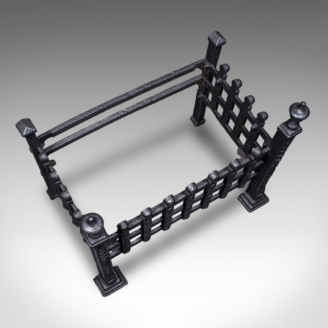 Metal Antique Fire Basket, English, Wrought Iron Fireplace Grate, Victorian, c.1885 For Sale - Image 7 of 10