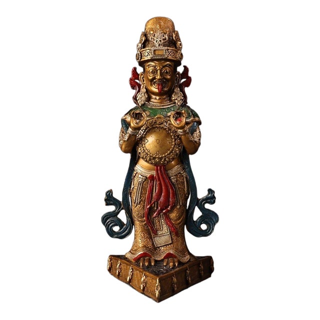 Vintage Gilt Bronze Figure of Zasram, Protector Deity For Sale