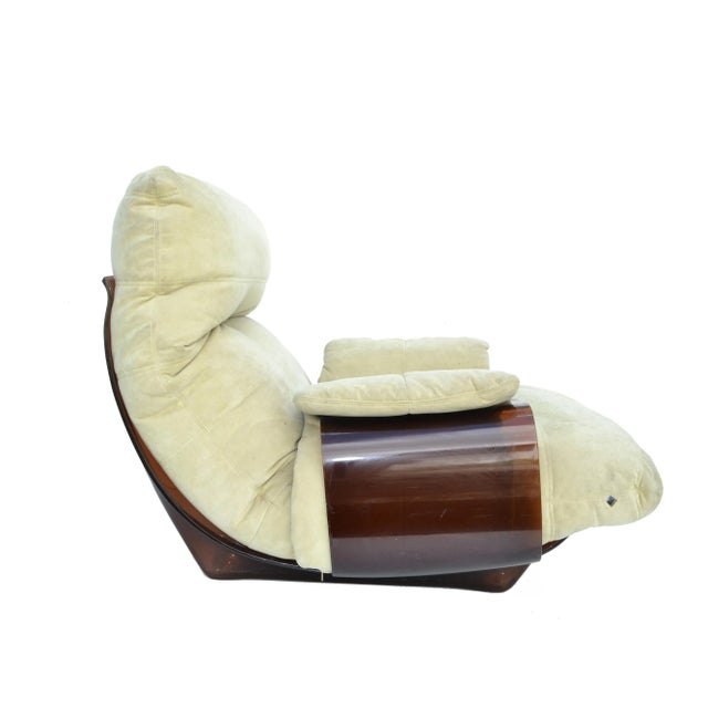 Michel Ducaroy 'Marsala' Ultrasuede & Bronze Lucite Lounge Chairs Roset - Pair For Sale In Miami - Image 6 of 13
