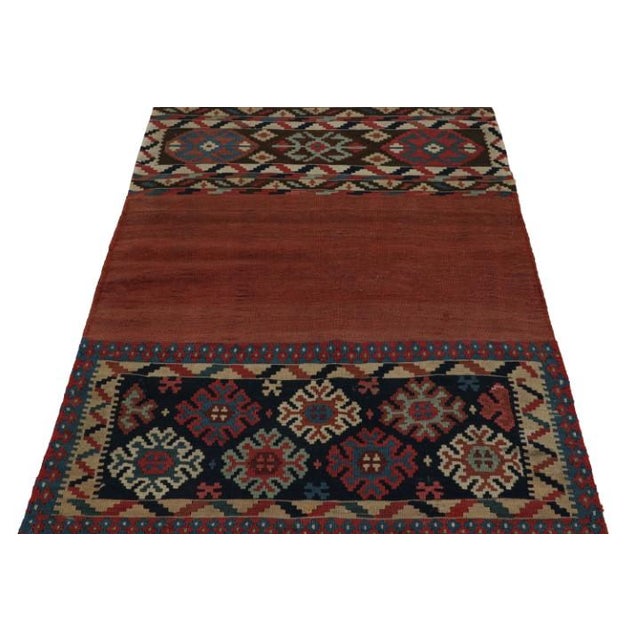 Tribal Rug & Kilim’s Afghan Tribal Kilim Rug in Red With Colorful Geometric Patterns For Sale - Image 3 of 7