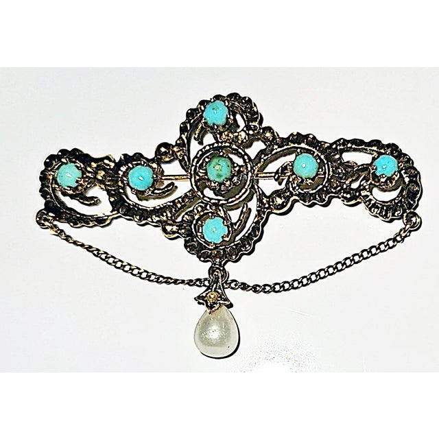 late 19th Century Victorian 14k Gold and Turqouise Brooch For Sale - Image 9 of 11
