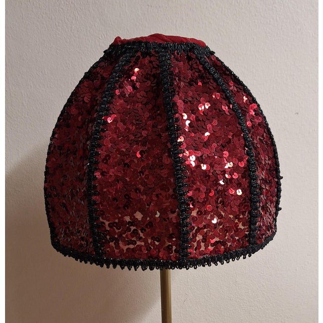 Black Vintage Floor Lamp with Brass Base and Sequin Shade from Lamplove, 1980s For Sale - Image 8 of 10