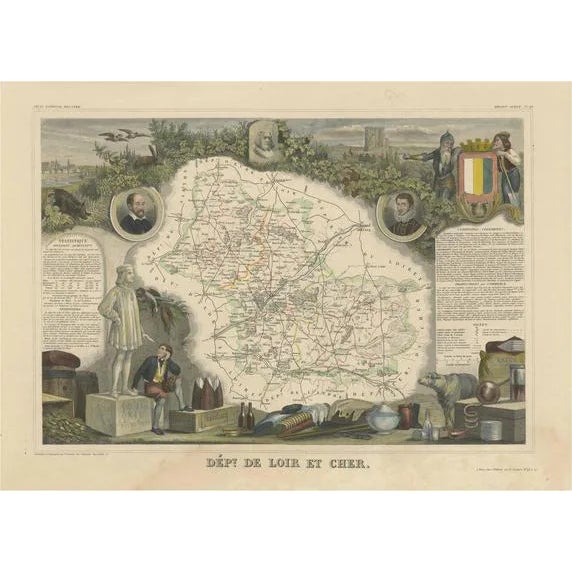 Map of the French Department of Loir-Et-Cher For Sale