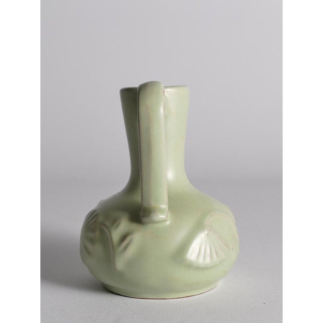 Gold Celadon Green Relief Vase by Anna-Lisa Thomson for Upsala Ekeby, 1940s For Sale - Image 8 of 12