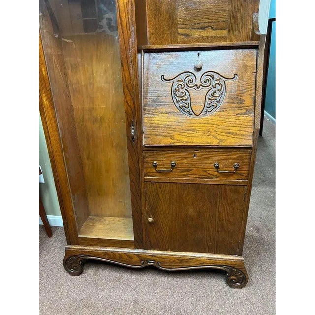 Early 20th Century Antique Side by Side Bookcase with Secretary Desk For Sale - Image 10 of 12