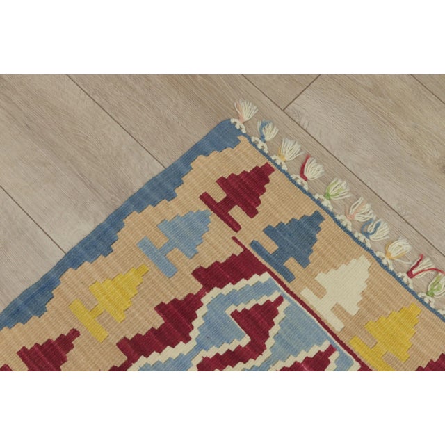 1970s Scandinavian Blue Kilim Rug For Sale - Image 11 of 13