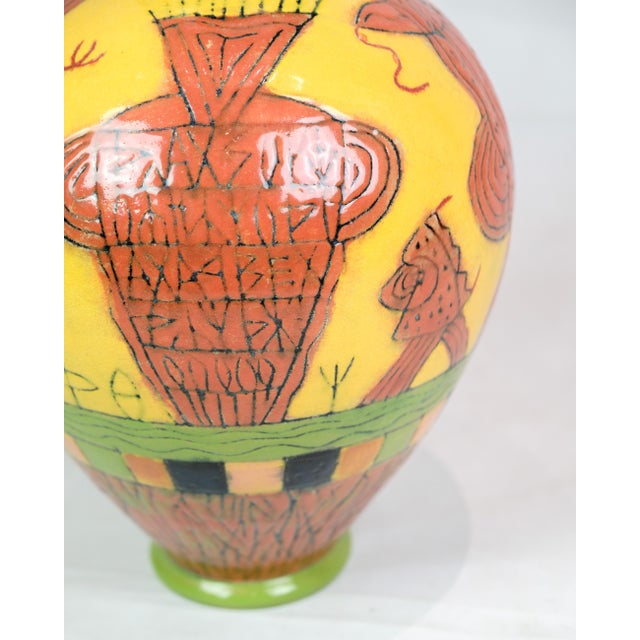 2000 - 2009 Hand-Painted Vase by Lene Regius, 2000s For Sale - Image 5 of 9