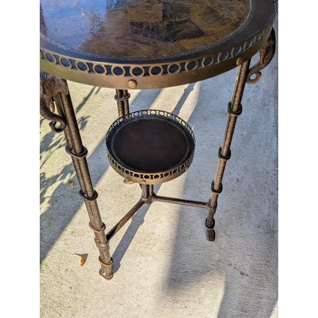 Late 20th Century Faux Bamboo Elephant Accent Table/ Side Table. 2-Design on Tiers For Sale - Image 10 of 10