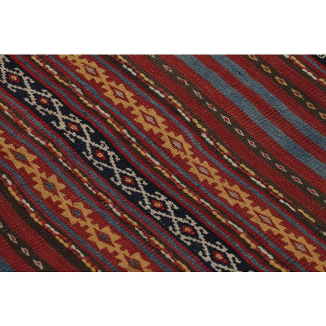 1950s Vintage Persian Kilim, Tribal Runner Rug With Intricate Bands - Rug & Kilim For Sale - Image 5 of 8