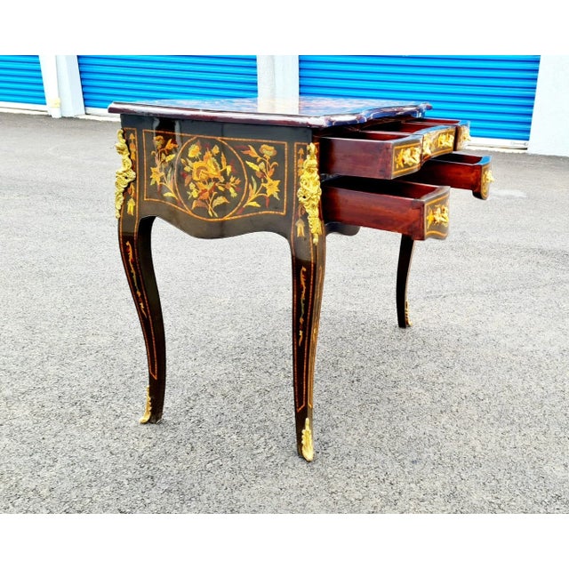 Napoleon III Style Marquetry Brown Writing Desk/Table/Office Desk For Sale In New York - Image 6 of 9