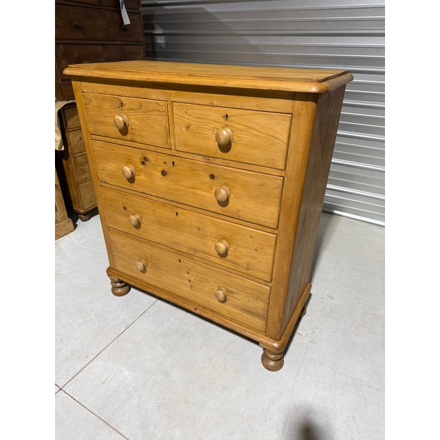 Wood Antique Pine Two Over Three Drawers - Chest of Drawers From England For Sale - Image 7 of 18