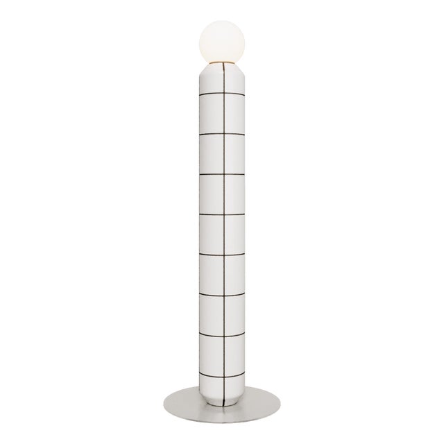 Handcrafted Ceramic and Glass Floor Lamp in White with Black by Svitanok For Sale