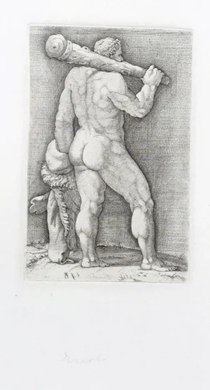 Heracles with the Club - Original Etching by Anonymous Master 17th Century 17th Century