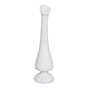 Fenton Hobnail White Milk Glass Footed Swung Bud Vase