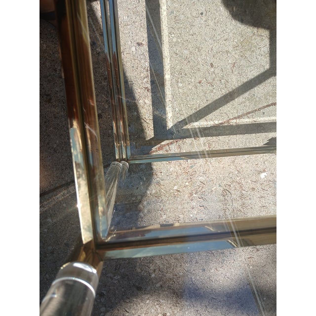 Vintage Brass and Lucite Glass Shelving Table For Sale - Image 14 of 14