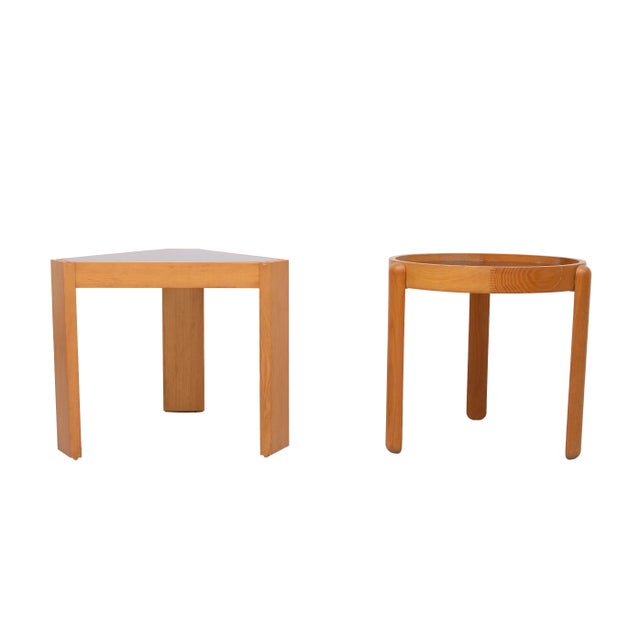 Beechwood Smoked Glass Side Tables by Porada Arredi, Italy, 1970s, Set of 2 For Sale - Image 4 of 12