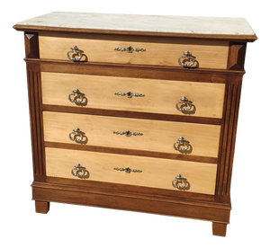Chest of Drawers in Wood and White Marble, 1950s
