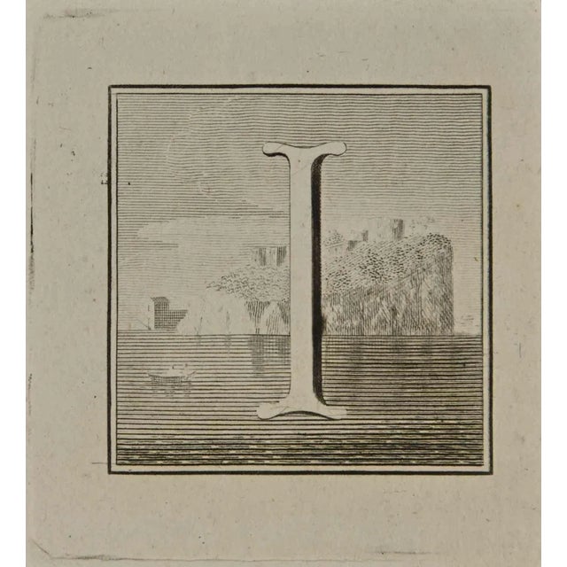 Luigi Vanvitelli, Letter of the Alphabet I, Etching, 18th Century For Sale
