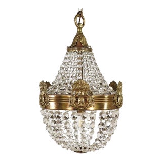 Early 20th Century French Empire Style Beaded Crystal Chandelier For Sale