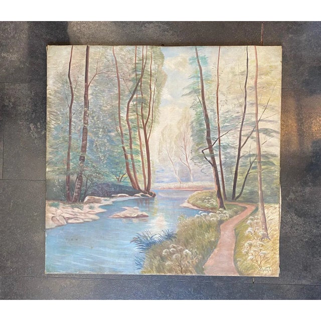 Roger Descombes, A travers bois, 1940, Oil on Canvas, in Very Good conditions. This piece has an attribution mark, I am...