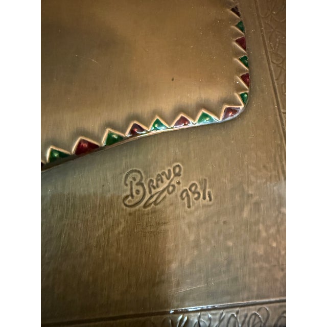 1990s Modern Signed Pressed Copper 3d Relief Wall Art Bravo 1993 Signed 16x20 For Sale - Image 5 of 7