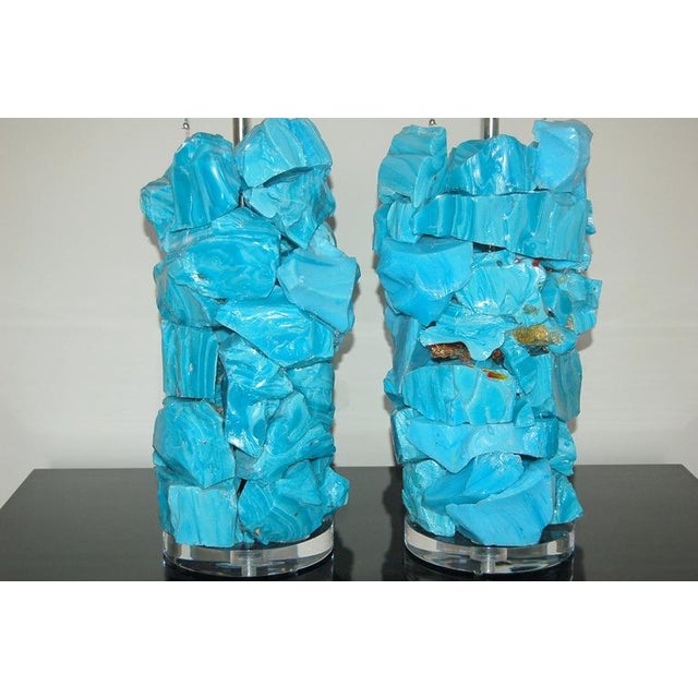 Swank Lighting Sculpted Glass Table Lamps in Blue For Sale - Image 4 of 10