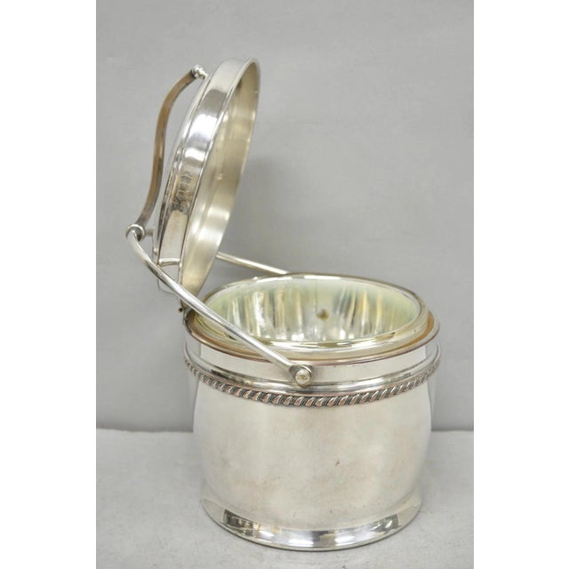 Mid 20th Century Vintage Bernard Rice's Sons Silver Plated Reticulating Hinge Lid Bar Ice Bucket For Sale - Image 5 of 17