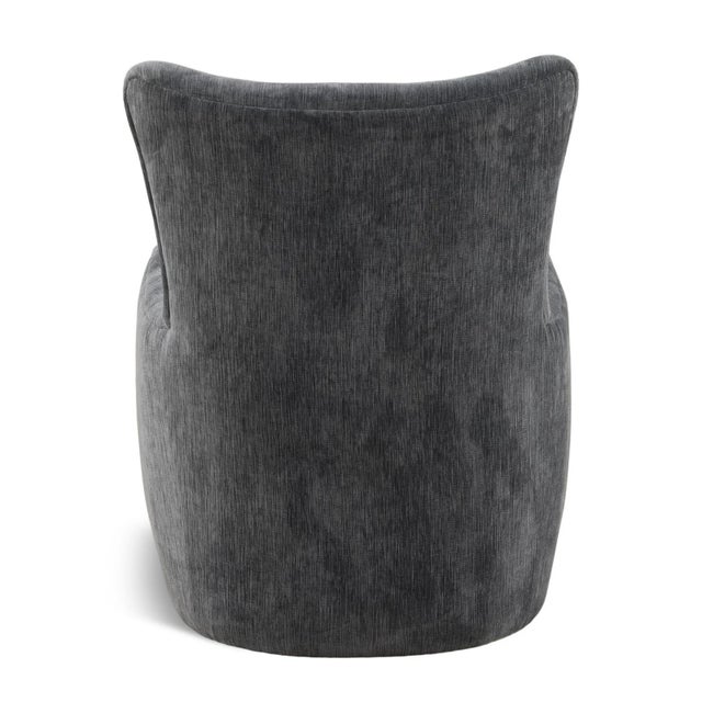 2020s Slate Velvet Modern Transitional Sculpted Wingback Chair For Sale - Image 5 of 6