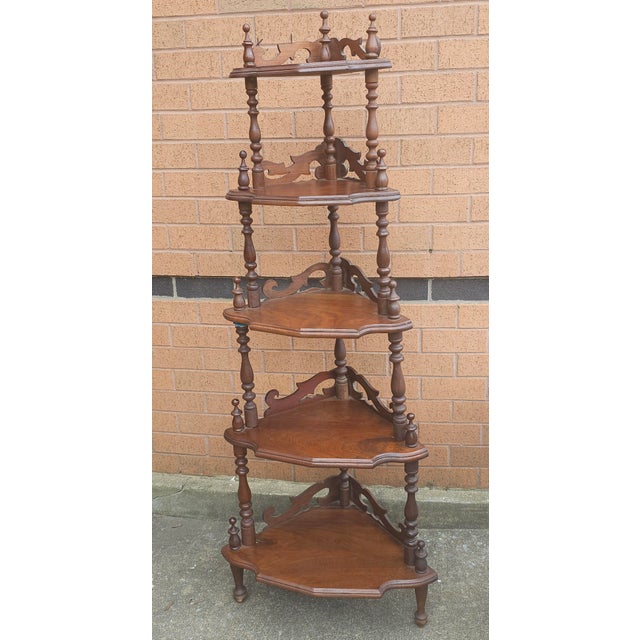 Victorian 19th Century Victorian Rococo Style Mahogany Corner Etagere For Sale - Image 3 of 6
