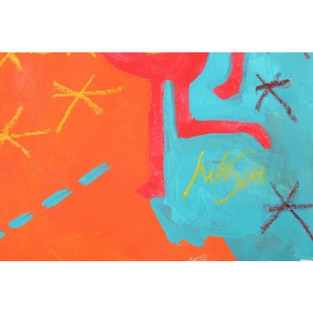 Late 20th Century 1999 "Dance of Love" Neo Expressionist Folk Art Painting on Mixed Media by Julie Hermoso For Sale - Image 5 of 7