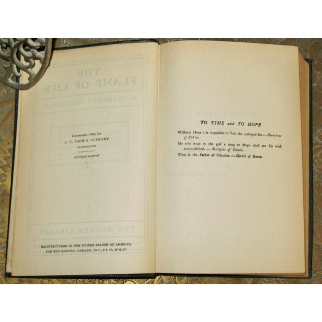 1930s Vintage The Flame of Life, by Gabriele D’Annunzio, Published for the Modern Library For Sale - Image 9 of 13