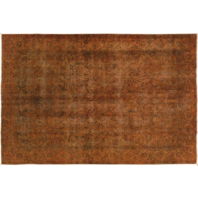 1960s 1960s Vintage Orange/Brown Wool Rug For Sale - Image 9 of 10