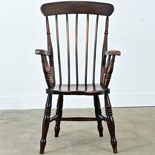 Victorian English 19th Century Carved Elm Windsor Chair For Sale - Image 3 of 12
