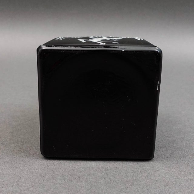 Bohemian Mary Gregory Enamel Black Amethyst Art Glass Bottle For Sale - Image 9 of 10