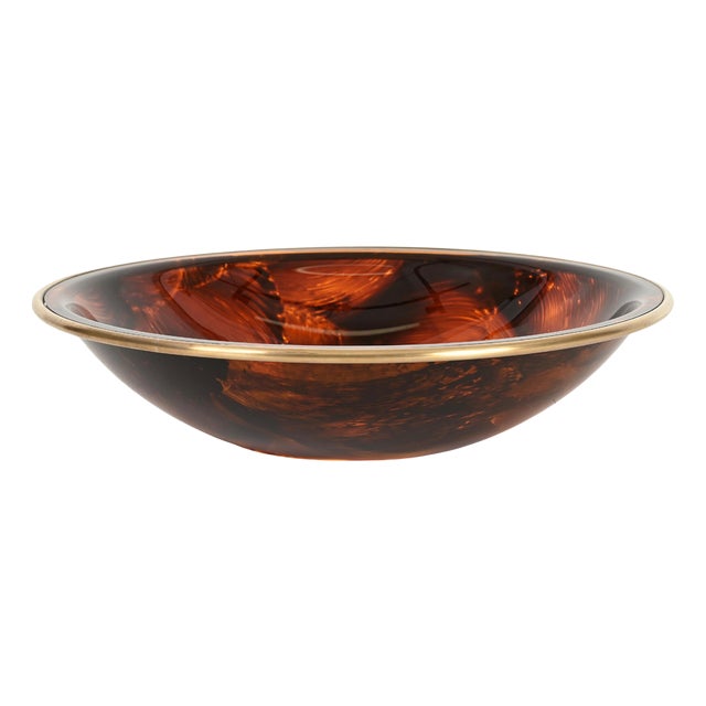 Vintage Bowl in Tortoiseshell Acrylic and Brass, 1970s For Sale