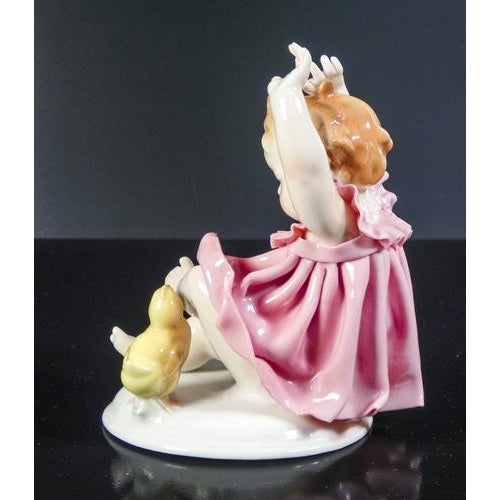 Porcelain Little Girl and Chick Sculpture, Germany For Sale - Image 18 of 18