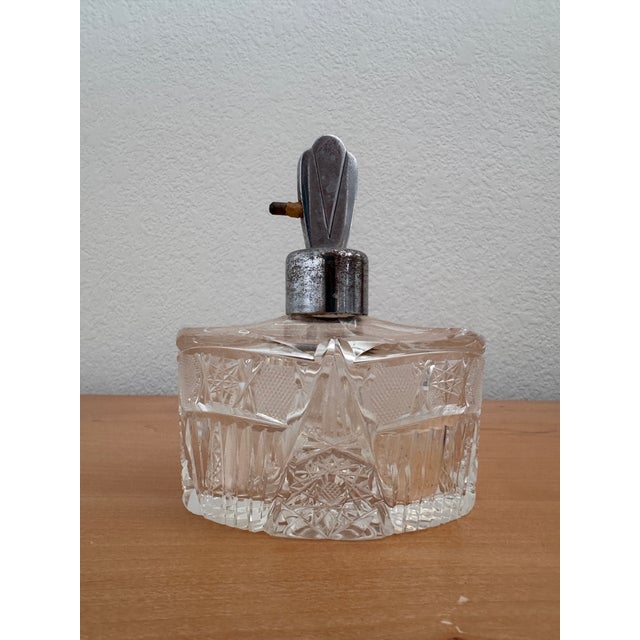 Victorian Antique Czech Bohemian Art Deco Hand Cut to Crystal Clear Perfume Bottle, C. 1920s For Sale - Image 3 of 6
