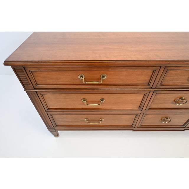 Kindel Furniture Neoclassical Louis XVI Style Cherry Nine-Drawer Dresser For Sale - Image 11 of 17