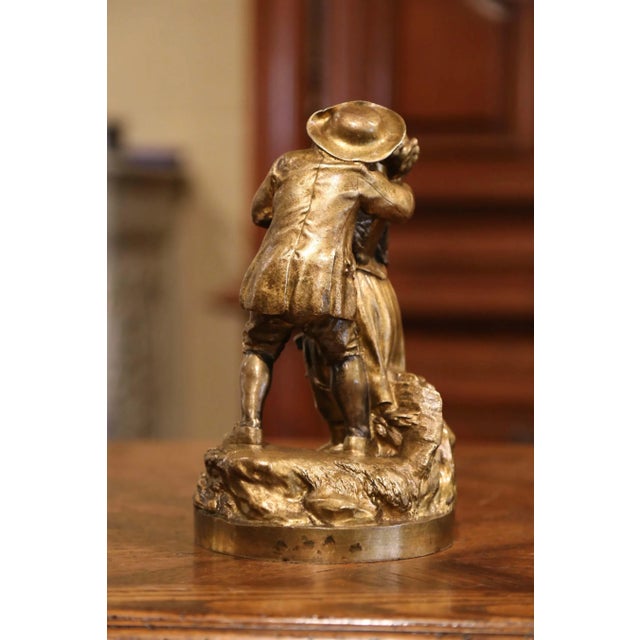 Mid-19th Century French Patinated Bronze Sculpture Composition "The Kiss" For Sale In Dallas - Image 6 of 8