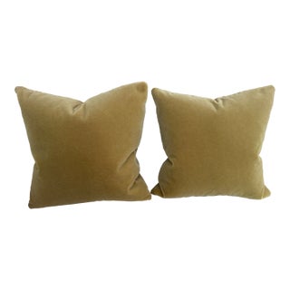 Pair of Green Velvet Pillows For Sale