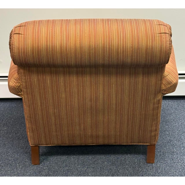 1990s Ethan Allen Upholstered Rolled Arm Club Chair For Sale - Image 5 of 11