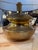 1970s Sculptural Brass Table Lamp With Blue Shade 1970's For Sale - Image 5 of 7