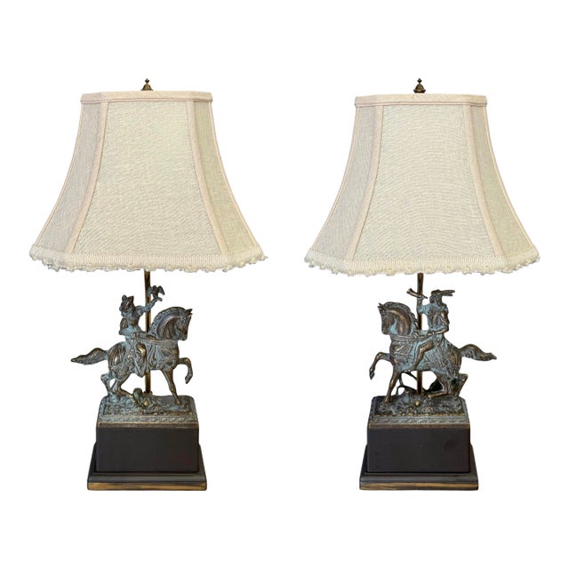 Vintage Renaissance Style Bronze Sculptures Mounted as Table Lamps - A Pair For Sale