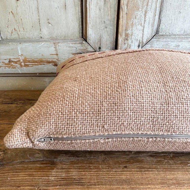 Hand Stitched Wool Patchwork Pillow in Blush Wool With Insert For Sale - Image 4 of 4