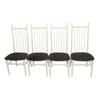 Upholstered Spindle Kitchen Chairs, 1970s, Set of 4 For Sale