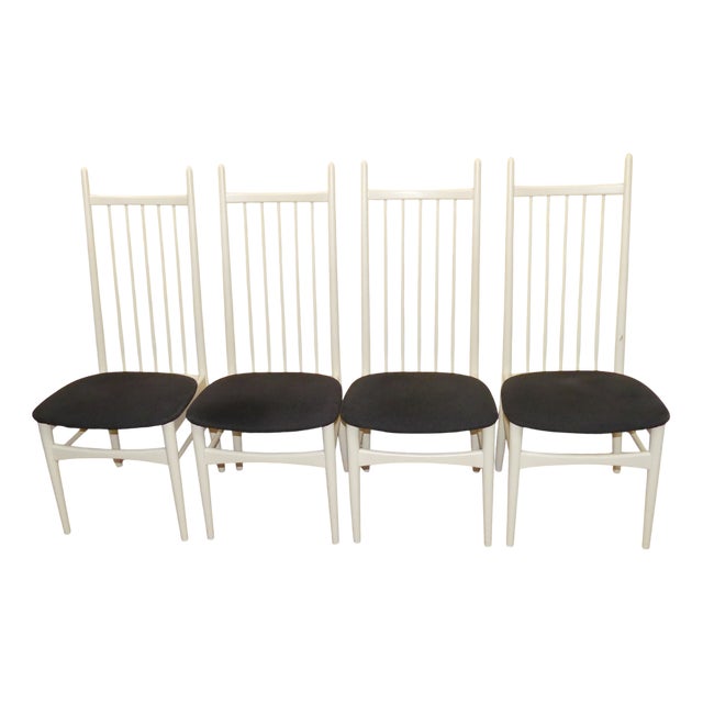 Upholstered Spindle Kitchen Chairs, 1970s, Set of 4 For Sale
