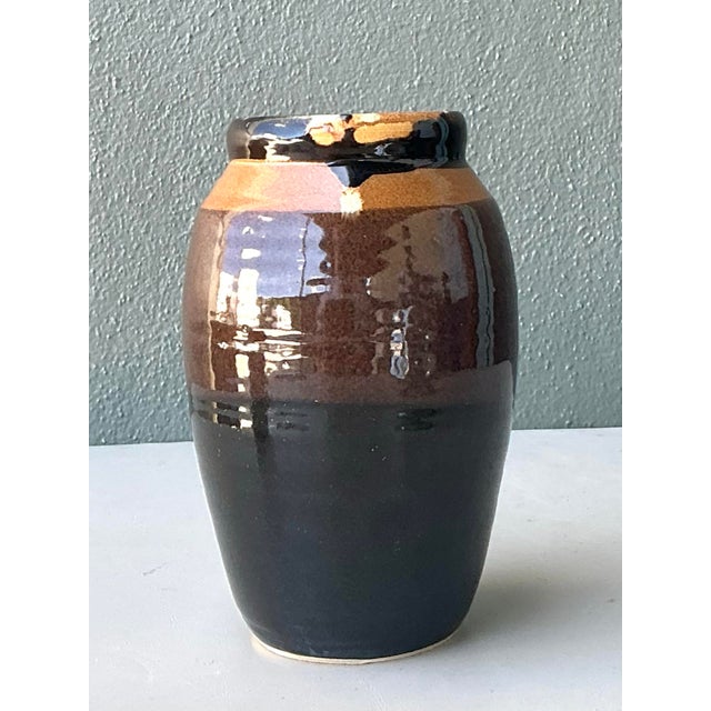 Ceramic Vintage Glazed Ceramic Pottery Vase For Sale - Image 7 of 12