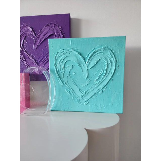 Aqua Abstract Heart Painting For Sale - Image 9 of 9